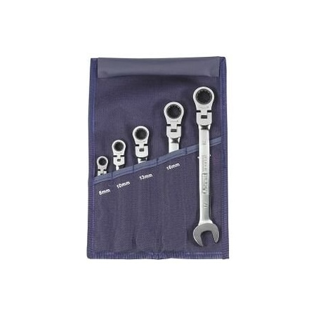 Garant Open End Wrench / Ratcheting Wrench Set, Swivel Head, 5 Pc, 8 mm to 17 mm 614814 5
